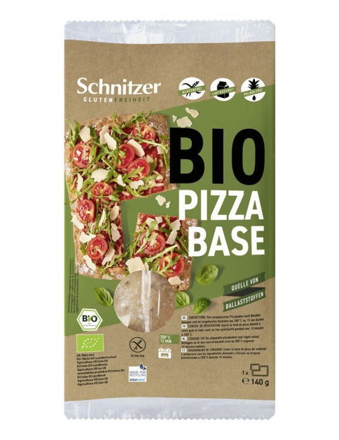 Verpakking biologische glutenvrije pizzabodem – krokant & veelzijdig (140 g) – Glutsenza