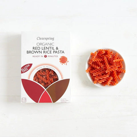FUSILLI RODE LINZEN EN VOLLE RIJST - 250 gr - Glutsenza