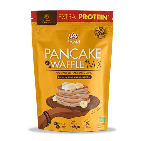 Alternatieve verpakking pannenkoekenmix Banaan & Hennep met ingrediënten