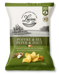 Verpakking Lucien peper & zout glutenvrije chips – 125 g, ambachtelijke Belgische aardappelchips van Glutsenza